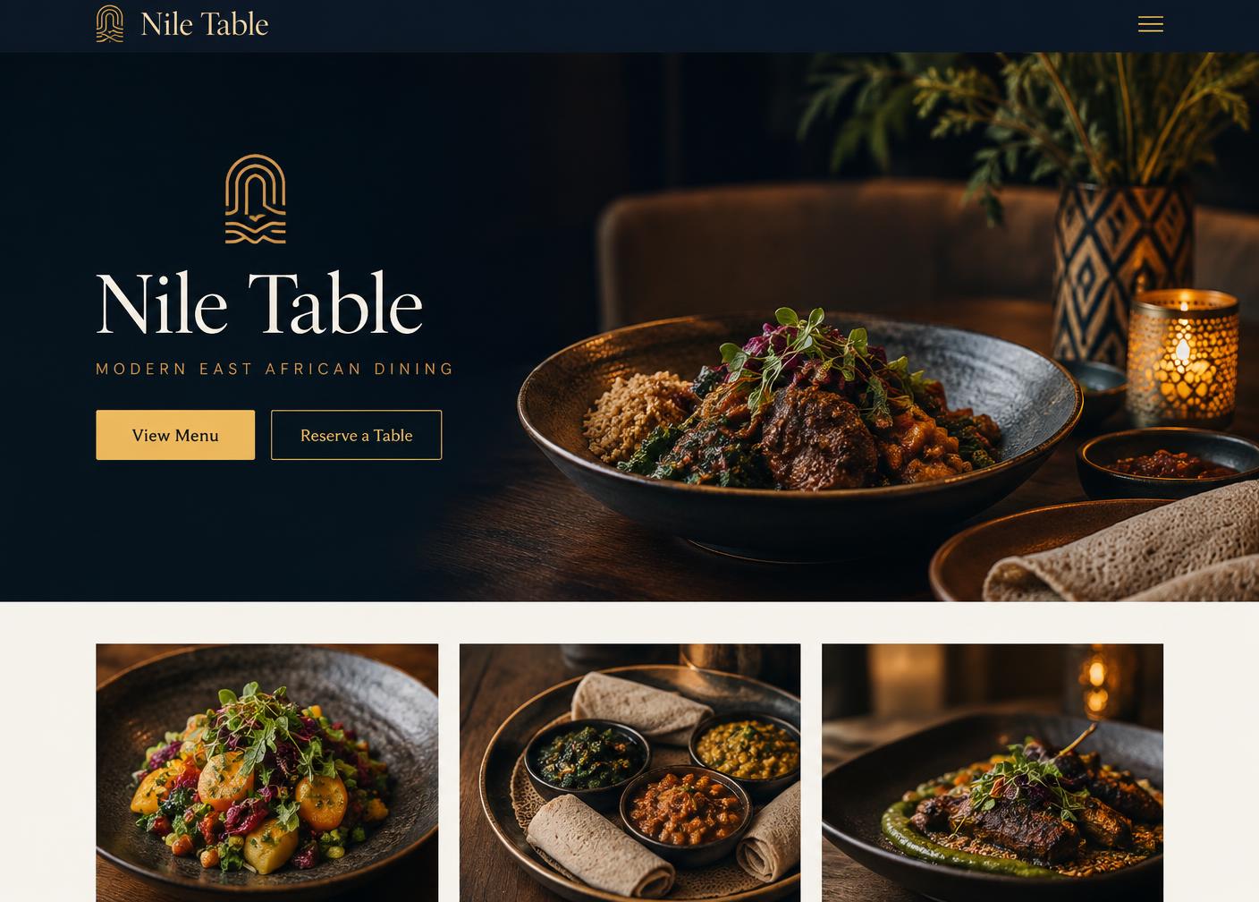 Nile Table restaurant website